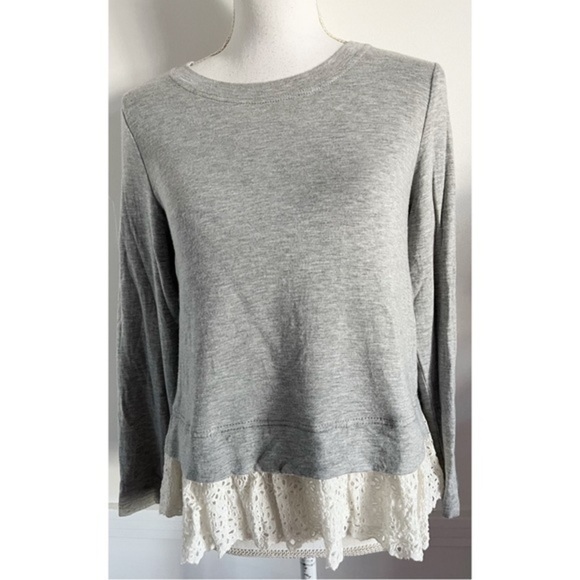 Rebecca Taylor • Long Sleeve Lace Embroidered Terry Top - Picture 4 of 9